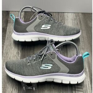 Skechers Flex-Lite Womens 7 Gray Lavender Air-Cooled Memory Foam Sneakers 149307
